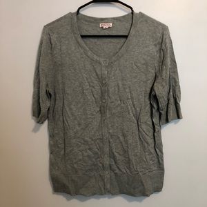 Heather gray short sleeve cardigan